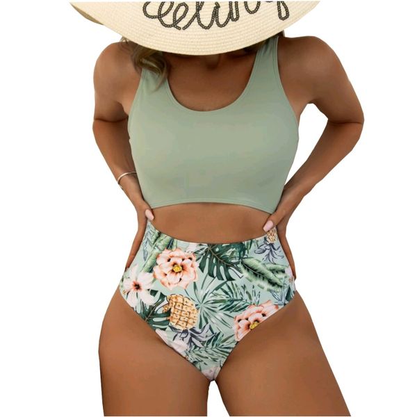Sinful Indulgence Women Green Polyester Tank Swimsuit