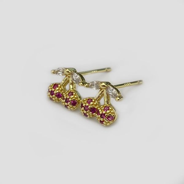Rhinestone Cherry Shape Stud Earrings