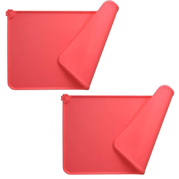 Pack of 2 Non-Slip Silicone Waterproof Dog Cat Food Water Bowl Mats