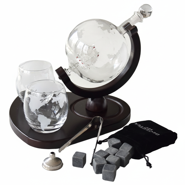 Whiskey Decanter Set - Deluxe Globe Decanter Set