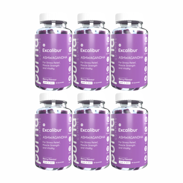 PURNA Gummies Excalibur Ashwagandha Berry Flavour (natural sugar) 30s-6pk
