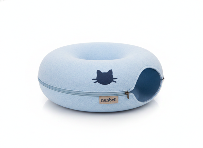 Soft Stimulating Comfy Felt Cat Donut Tunnel Bed