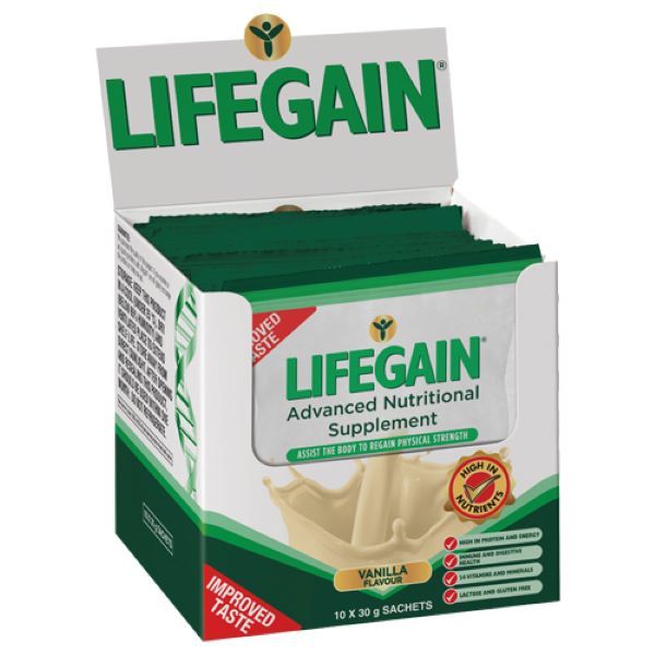 Lifegain Vanilla Sachets Shipper of 10 x 30g