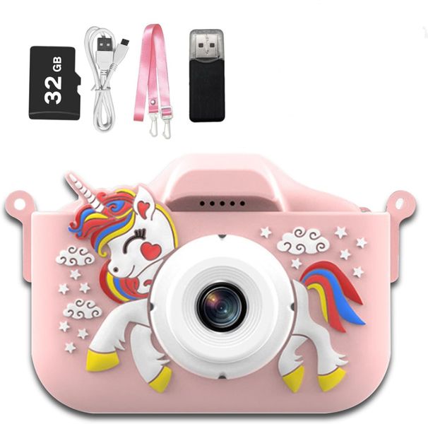 Kids Camera Toy, with HD 1080 IPS Screen 32GB TF Card - Pink