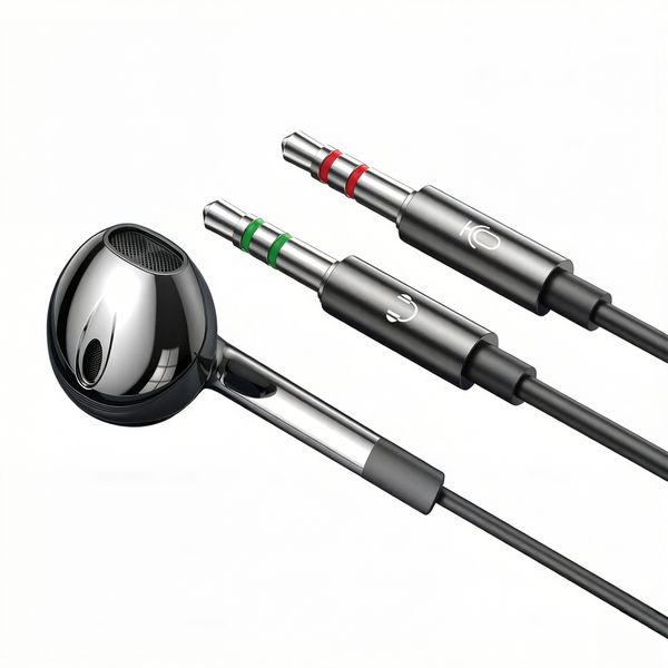 V 6-2 M Dual Plug Computer Headphones with 2 m Cable