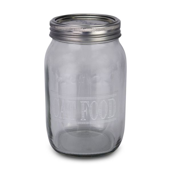 Jar - Cat Food - Transparent - Glass - Twist Lid - 1 Litre