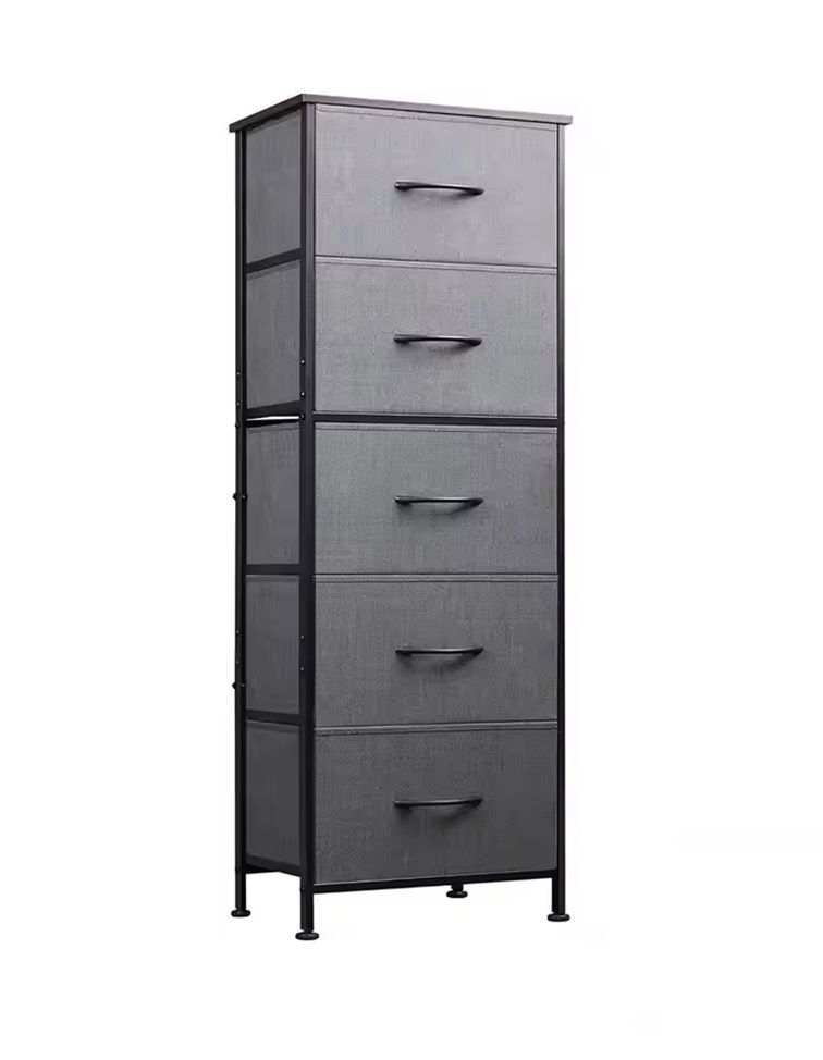 5 Drawer Fabric Cabinet Dresser for Bedroom Storage & Organizer - Grey