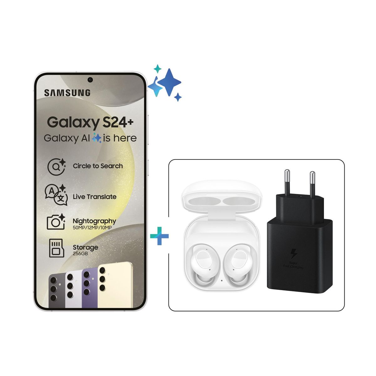 Samsung Galaxy S24+ 5G 256GB Dual Sim - Marble Grey + Buds FE + 45W Power Adaptor