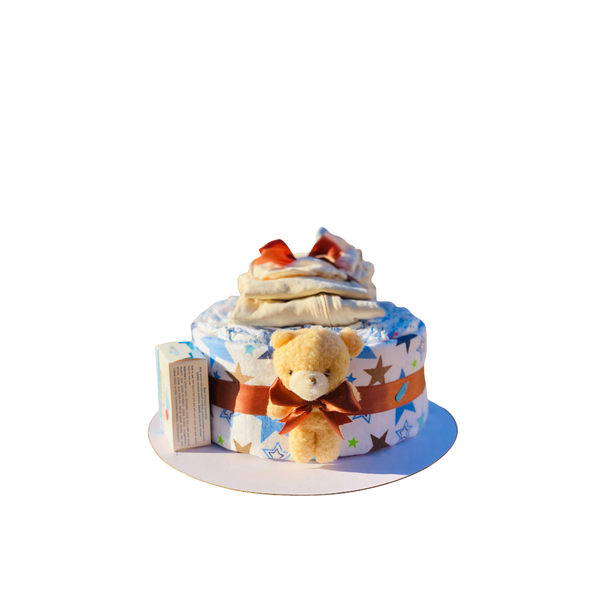 Welcome Baby Boy 1 Tier Nappy Cake Gift