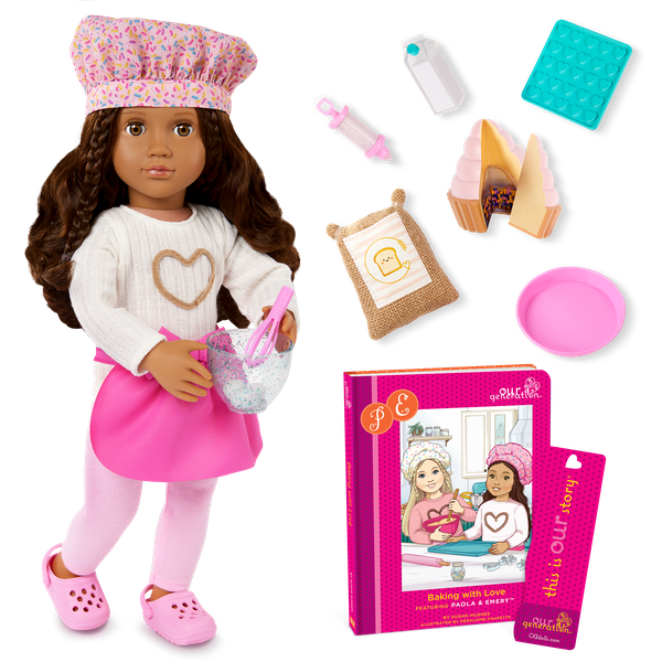 Our Generation Deluxe Doll with Book Paola 18inch Dark Brown Hair