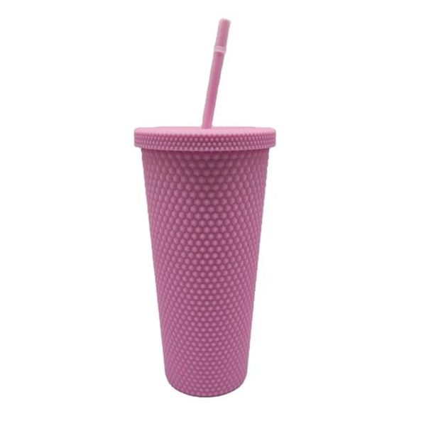 Double Wall Plastic Reusable Cups Matte Tumbler With Lids And Straws