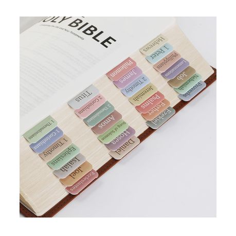 Morandi-Themed Laminated Bible Tabs - 75 Sticky Index Labels for