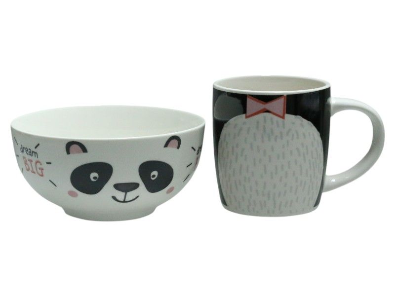 Kids 2 - Piece Porcelain Mug &amp; Bowl Set Panda Motif
