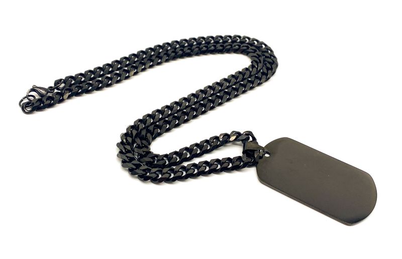 Fabulae Black Steel Dog Tag Chain, Denzal