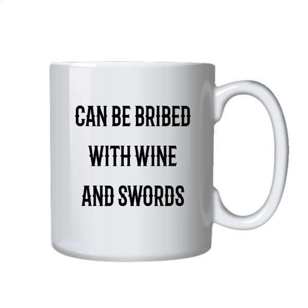 Wine and Swords Coffee Mug - Best Funny Novelty Cup Gift Ideas for