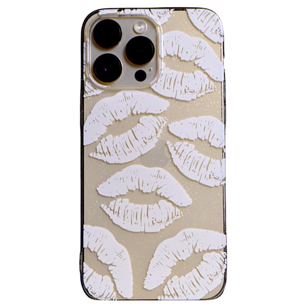 Clear - Phone Case with White Kisses - Iphone 14 Pro Max