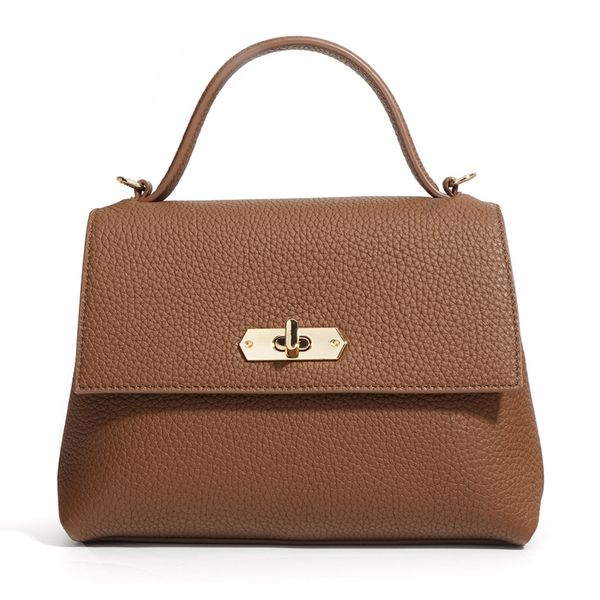 The Solenne Bag - Genuine Leather Shoulder Bag in Sienna Brown