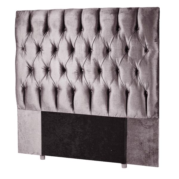 Modern Deep-Button Headboard - Grey - Velvet