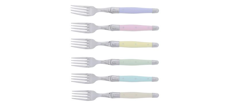 Laguiole by Jean Dubost 6 Table Forks - Pastel Mix