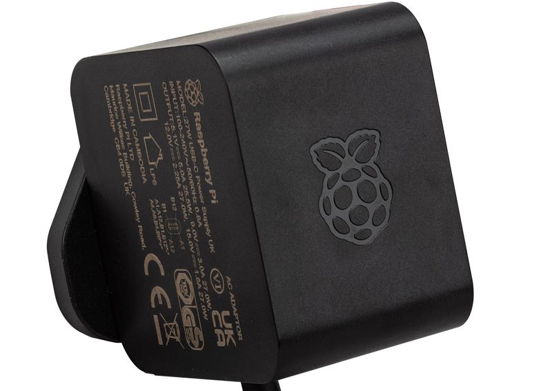 Raspberry Pi 5 Official 27W USB-C power supply Black 5.1V 5A PSU EU