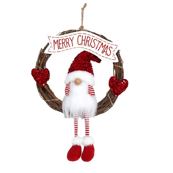 Gnome Wreath Hanging Decoration -35cm