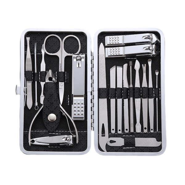 Manicure Pedicure Kit 19 Pieces Stainless Steel Nail Clippers Grooming Kits