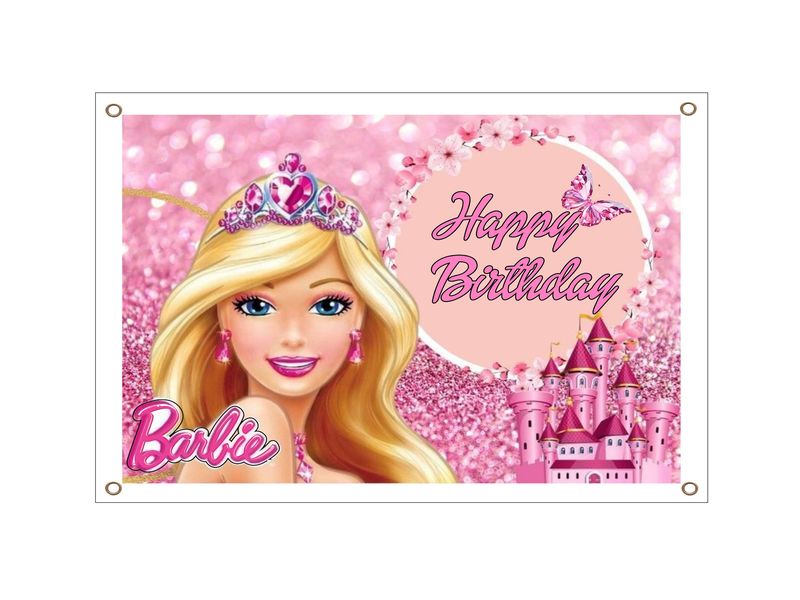 Barbie Birthday Banner - PVC Banner 1.3mx900mm