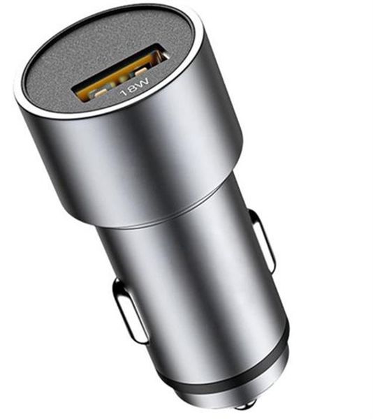 PowerTech QC3.0 Quick Charge 1 Port USB Car Charger Silver-18w