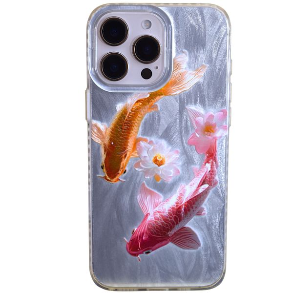 Elegant Koi Fish &amp; Lotus Floral Transparent Case - Compatible with iPhone