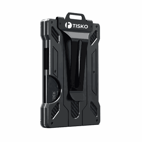 TISKO RFID Blocking Carbon Fiber Wallet with Money Clip Card Holder Image