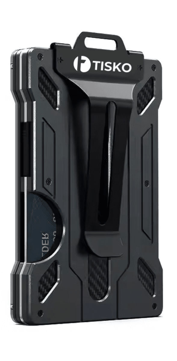 TISKO RFID Blocking Carbon Fiber Wallet with Money Clip Card Holder