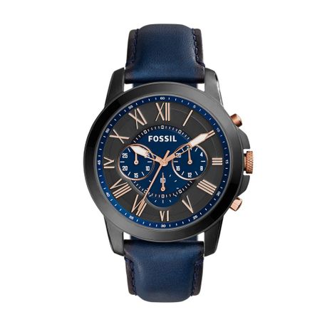 Fenmore midsize multifunction navy leather watch best sale