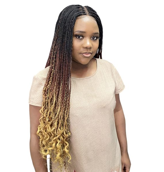 Knotless Box Braided wig 3 Part closure 3Tone