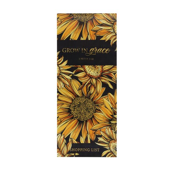 Magnetic Notepad - Grow in Grace, Sunflowers, Shopping List