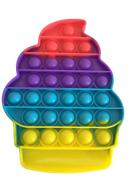 Cupcake Shaped Pop It Fidget Toy - Rainbow
