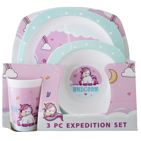 Unicorn 3 Piece Expedition Set - Plate, Tumbler &amp; Bowl