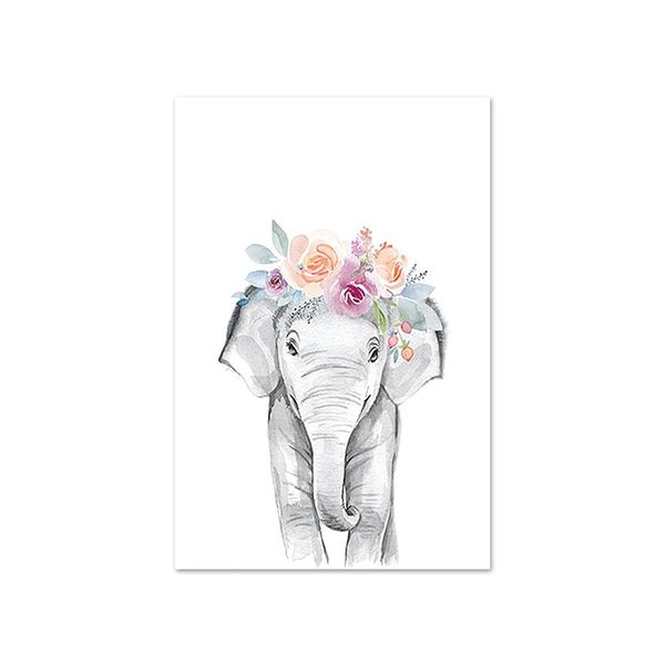 Large A2 size Canvas Print – Elephant With Flower Crown