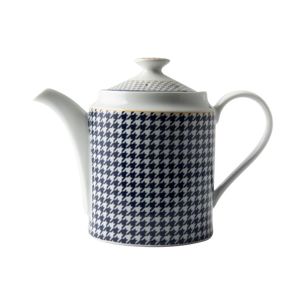 Blue Check Tea Pot