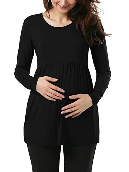 Absolute Maternity Long Sleeve Gathered Top Black