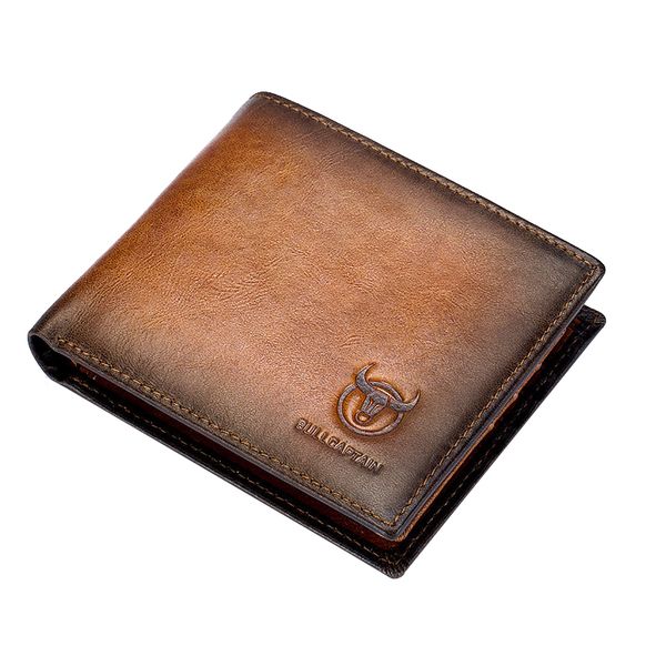 Bullcaptain Rfid Men'S Leather Anti-Theft Brush Wallet (Brown)