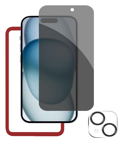 Privacy Screen with Camera Lens Protector Compatible With iPhone 15