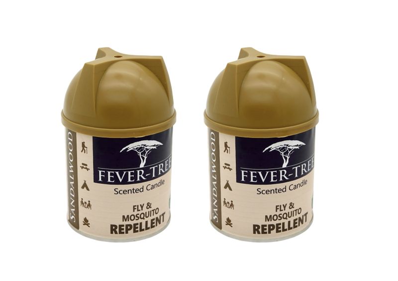 2 x Fever Tree Sandalwood Scented Candles (Fly &amp; Mosquito Repellent)