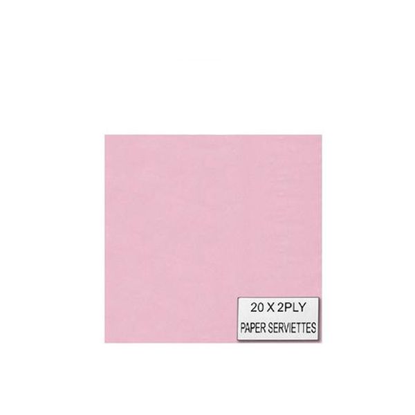 Serviettes - 2 Ply - 33cm - 20 Piece Plain Pink