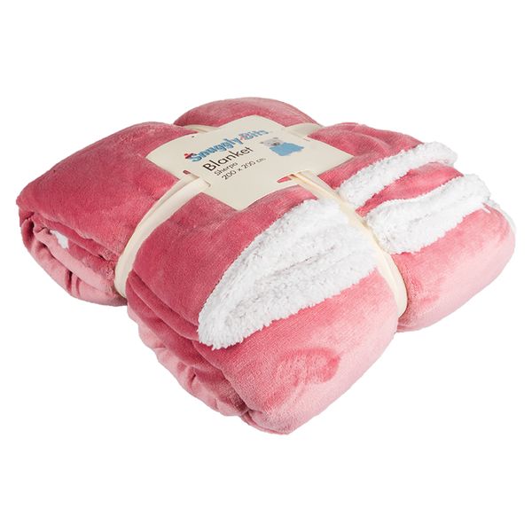 - Pink Soft Sherpa Blanket King Size - 200 x 200cm