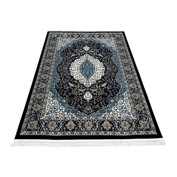 Kashan Design Navy &amp; Cream Rug - 230 x 160 cm