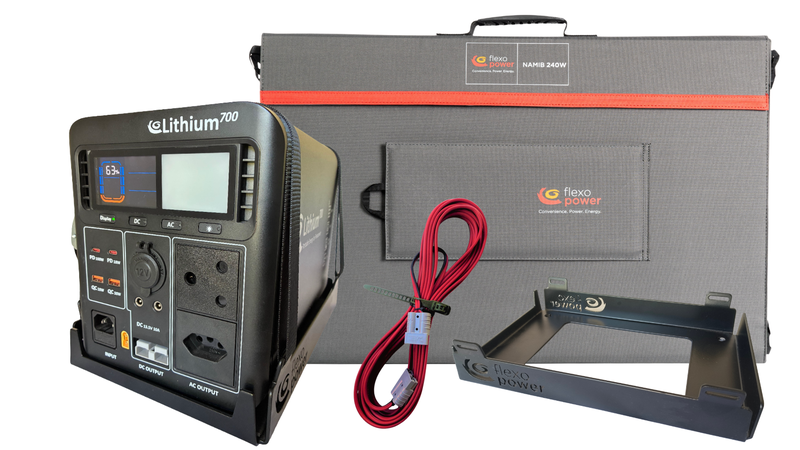 Flexopower Lithium700-Sb50 Power Station &amp; Namib240w Solar Combo