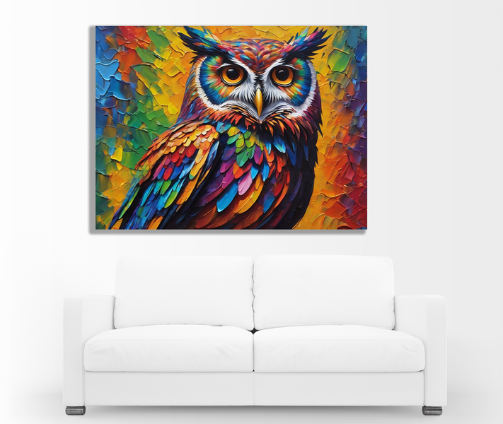 0179 Colorful Starring Owl Canvas Wall Art