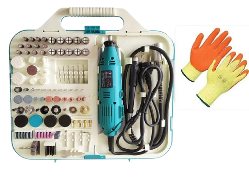 Multifunctional Rotary Grinder Tool Kit With Safety Gloves