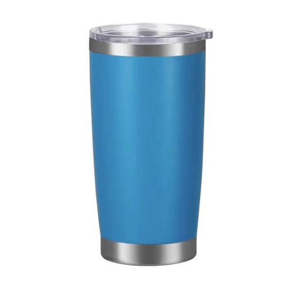 Powder Coated Colorful Stainless Steel Double Wall Tumbler with Lid - 600ml