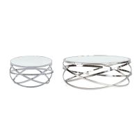 2-Piece Stainless Steel and Marble Top Table Living Room Table